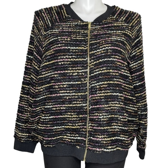 H&M multicolor metallic bomber jacket NWT XL - Picture 2 of 9